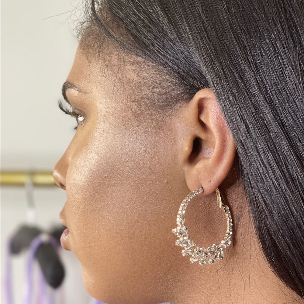 Rhinestone Garland Hoop Earrings